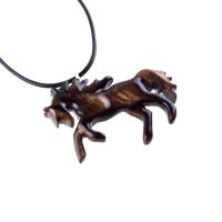 Horse Necklace, Hand Carved Wooden Horse Pendant for Men or Women, Equine Jewelry, Spirit Animal Wood Pendant