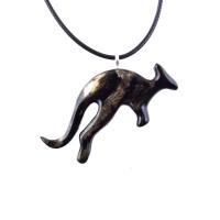 Hand Carved Kangaroo Pendant Necklace - Wooden Totem Spirit Animal Jewelry Gift for Men and Women