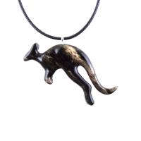 Hand Carved Kangaroo Pendant Necklace - Wooden Totem Spirit Animal Jewelry Gift for Men and Women