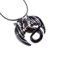 Dragon Necklace for Men Women, Hand Carved Wooden Dragon Pendant, Fantasy Wood Jewelry Gift for Her Him