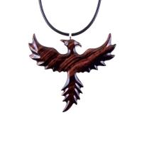 Hand Carved Phoenix Necklace, Wooden Rising Phoenix Pendant for Men or Women, Wood Firebird Necklace, Fantasy Inspirational Jewelry