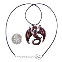 Dragon Necklace for Men or Women, Wooden Dragon Pendant, Hand Carved Wood Fantasy Jewelry, One of a Kind Gift for Him Her