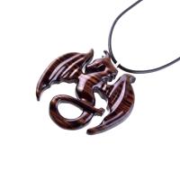 Dragon Necklace for Men or Women, Wooden Dragon Pendant, Hand Carved Wood Fantasy Jewelry, One of a Kind Gift for Him Her