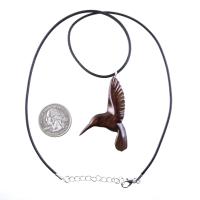 Hummingbird Pendant, Hand Carved Wooden Bird Necklace, One of a Kind Gift for Her, Handmade Wood Jewelry