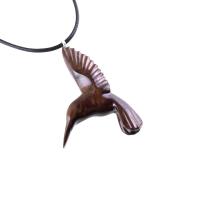 Hummingbird Pendant, Hand Carved Wooden Bird Necklace, One of a Kind Gift for Her, Handmade Wood Jewelry