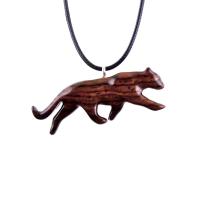 Hand Carved Puma Pendant, Wooden Panther Necklace, Panther, Cougar, Mountain Lion, Animal Jewelry for Men or Women, Gift for Him Her