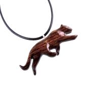 Hand Carved Puma Pendant, Wooden Panther Necklace, Panther, Cougar, Mountain Lion, Animal Jewelry for Men or Women, Gift for Him Her