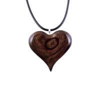 Heart Necklace, Hand Carved Wooden Heart Pendant, 5th Anniversary Gift for Her, One of a Kind Wood Jewelry
