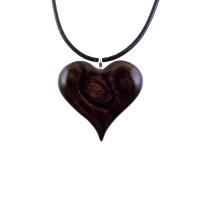 Heart Necklace, Hand Carved Wooden Heart Pendant, 5th Anniversary Gift for Her, One of a Kind Wood Jewelry