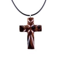Wood Cross Necklace, Hand Carved Wooden Cross Pendant, Christian Jewelry, One of a Kind Gift for Him Her