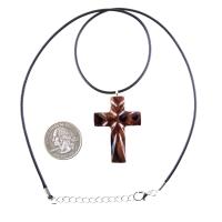Wood Cross Necklace, Hand Carved Wooden Cross Pendant, Christian Jewelry, One of a Kind Gift for Him Her
