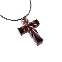 Wood Cross Necklace, Hand Carved Wooden Cross Pendant, Christian Jewelry, One of a Kind Gift for Him Her