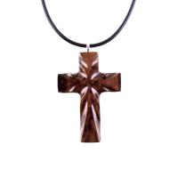 Wood Cross Necklace, Hand Carved Wooden Cross Pendant, Christian Jewelry, One of a Kind Gift for Him Her