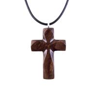Handmade Wooden Cross Necklace for Men Women, Wood Cross Pendant, Hand Carved Christian Jewelry, One of a Kind Gift for Him Her