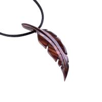 Hand Carved Feather Necklace, Wooden Feather Pendant, Mens Wood Necklace, Tribal Jewelry, One of a Kind Gift for Him