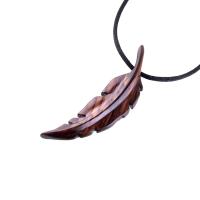 Hand Carved Feather Necklace, Wooden Feather Pendant, Mens Wood Necklace, Tribal Jewelry, One of a Kind Gift for Him