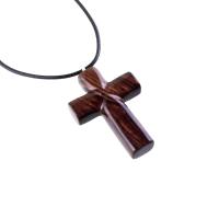 Wooden Cross Pendant, Hand Carved Wood Cross Necklace, Christian Jewelry, One of a Kind Gift for Men or Women