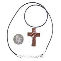 Wooden Cross Necklace, Hand Carved Wood Cross Pendant for Men or Women, Christian Jewelry Gift for Him or Her