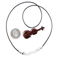 Violin Necklace, Hand Carved Wooden Violin Pendant, Music Instrument Wood Jewelry, One of a Kind Violonist Gift