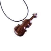 Violin Necklace, Hand Carved Wooden Violin Pendant, Music Instrument Wood Jewelry, One of a Kind Violonist Gift