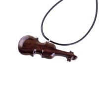 Violin Necklace, Hand Carved Wooden Violin Pendant, Music Instrument Wood Jewelry, One of a Kind Violonist Gift