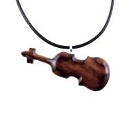 Violin Necklace, Hand Carved Wooden Violin Pendant, Music Instrument Wood Jewelry, One of a Kind Violonist Gift