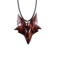 Hand Carved Wooden Fox Pendant, Celtic Fox Necklace for Men or Women, Totem Spirit Animal, Woodland Jewelry Gift for Her or Him
