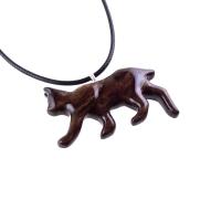 Wooden Bobcat Pendant, Bobcat Necklace, Hand Carved Lynx Necklace, Wood Wildcat Necklace, Totem Spirit Animal Jewelry for Men or Women