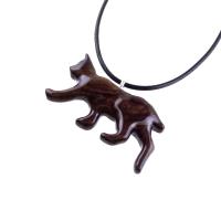 Wooden Bobcat Pendant, Bobcat Necklace, Hand Carved Lynx Necklace, Wood Wildcat Necklace, Totem Spirit Animal Jewelry for Men or Women