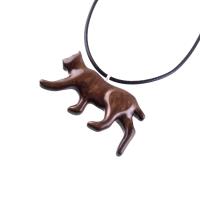 Hand Carved Wooden Lynx Pendant, Bobcat Necklace, Wildcat Totem Spirit Animal Wood Jewelry Handmade Gift for Men or Women