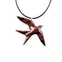 Hand Carved Swallow Necklace, Wooden Bird Pendant, Hope and Love Symbol 5th Anniversary Wood Jewelry Gift