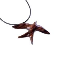 Hand Carved Swallow Necklace, Wooden Bird Pendant, Hope and Love Symbol 5th Anniversary Wood Jewelry Gift