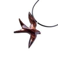 Hand Carved Swallow Necklace, Wooden Bird Pendant, Hope and Love Symbol 5th Anniversary Wood Jewelry Gift