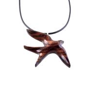 Hand Carved Swallow Necklace, Wooden Bird Pendant, Hope and Love Symbol 5th Anniversary Wood Jewelry Gift