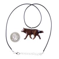 Hand Carved Wooden Wolf Necklace Pendant, Wood Animal TotemJewelry, One-of-a-Kind Handmade Gift