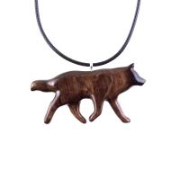 Hand Carved Wooden Wolf Necklace Pendant, Wood Animal TotemJewelry, One-of-a-Kind Handmade Gift