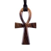 Large Ankh Pendant, Wood Egyptian Ankh Necklace, Wooden Cross Ankh Pendant, Mens African Jewelry, Gift for Him