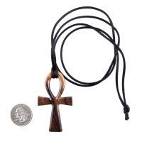 Large Ankh Pendant, Wood Egyptian Ankh Necklace, Wooden Cross Ankh Pendant, Mens African Jewelry, Gift for Him