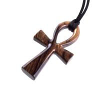 Large Ankh Pendant, Wood Egyptian Ankh Necklace, Wooden Cross Ankh Pendant, Mens African Jewelry, Gift for Him