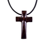 Wooden Cross Necklace, Wood Cross Pendant, Hand Carved Christian Jewelry for Men, One of a Kind Gift for Him