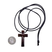 Wooden Cross Necklace, Wood Cross Pendant, Hand Carved Christian Jewelry for Men, One of a Kind Gift for Him
