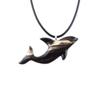 Hand Carved Orca Pendant, Wooden Killer Whale Necklace for Men or Women, Sea Animal, Nautical Beach Wood Jewelry