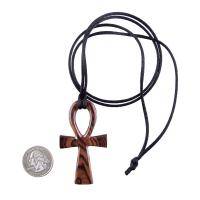 Large Ankh Pendant, Mens Wood Ankh Necklace, Wooden Egyptian Cross Ankh Pendant, African Jewelry