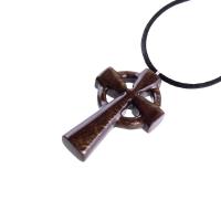 Celtic Cross Pendant, Hand Carved Wood Cross Necklace, Irish Mens Wooden Christian Jewelry, One of a Kind Gift for Him