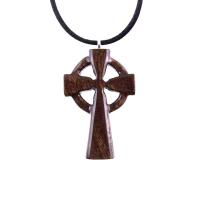 Celtic Cross Pendant, Hand Carved Wood Cross Necklace, Irish Mens Wooden Christian Jewelry, One of a Kind Gift for Him