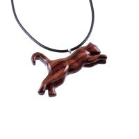 Lioness Necklace, Hand Carved Wooden Lioness Pendant, Wood Animal Necklace, Totem Spirit Animal Unisex Leo Jewelry