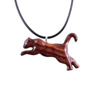 Lioness Necklace, Hand Carved Wooden Lioness Pendant, Wood Animal Necklace, Totem Spirit Animal Unisex Leo Jewelry