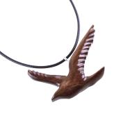Hand Carved Wooden Bird Pendant, Seagull Necklace, Wood Jewelry, One of a Kind Gift