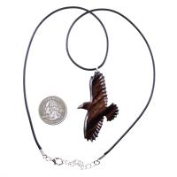 Hand Carved Raven Necklace, Wooden Crow Pendant, Totem Wood Bird Jewelry Handcrafted Gift