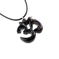 Hand Carved Om Pendant for Men or Women, Wooden Ohm Necklace, Yoga Gift Aum Wood Jewelry